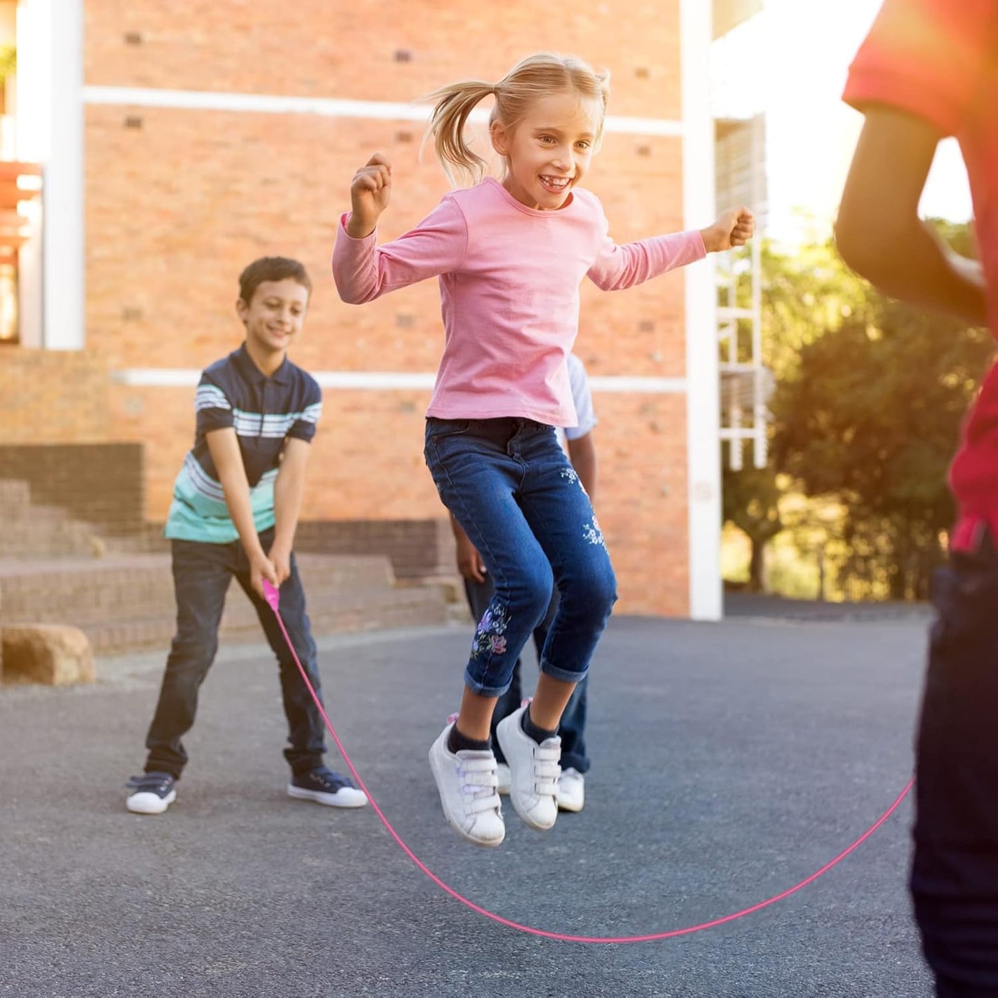 MOVING EARS Kids Jump Rope Set 7.3 Feet Adjustable Skipping Rope Colorful Kids Outdoor Jump Ropes