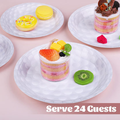 MOVING EARS 88 Pieces Golf Disposable Tableware Set Golf Paper Plates and Napkins 7 Inch and 9 Inch Golf Dessert Plates for Sports Theme Birthday Decoration
