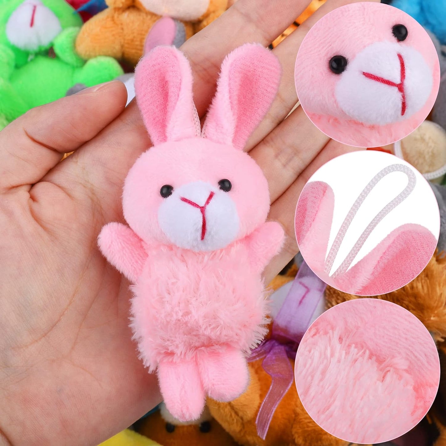MOVING EARS 64 Pieces Mini Plush Animals Toys Set
