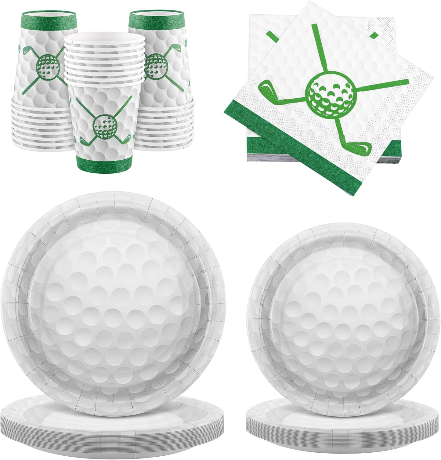 MOVING EARS 88 Pieces Golf Disposable Tableware Set Golf Paper Plates and Napkins 7 Inch and 9 Inch Golf Dessert Plates for Sports Theme Birthday Decoration