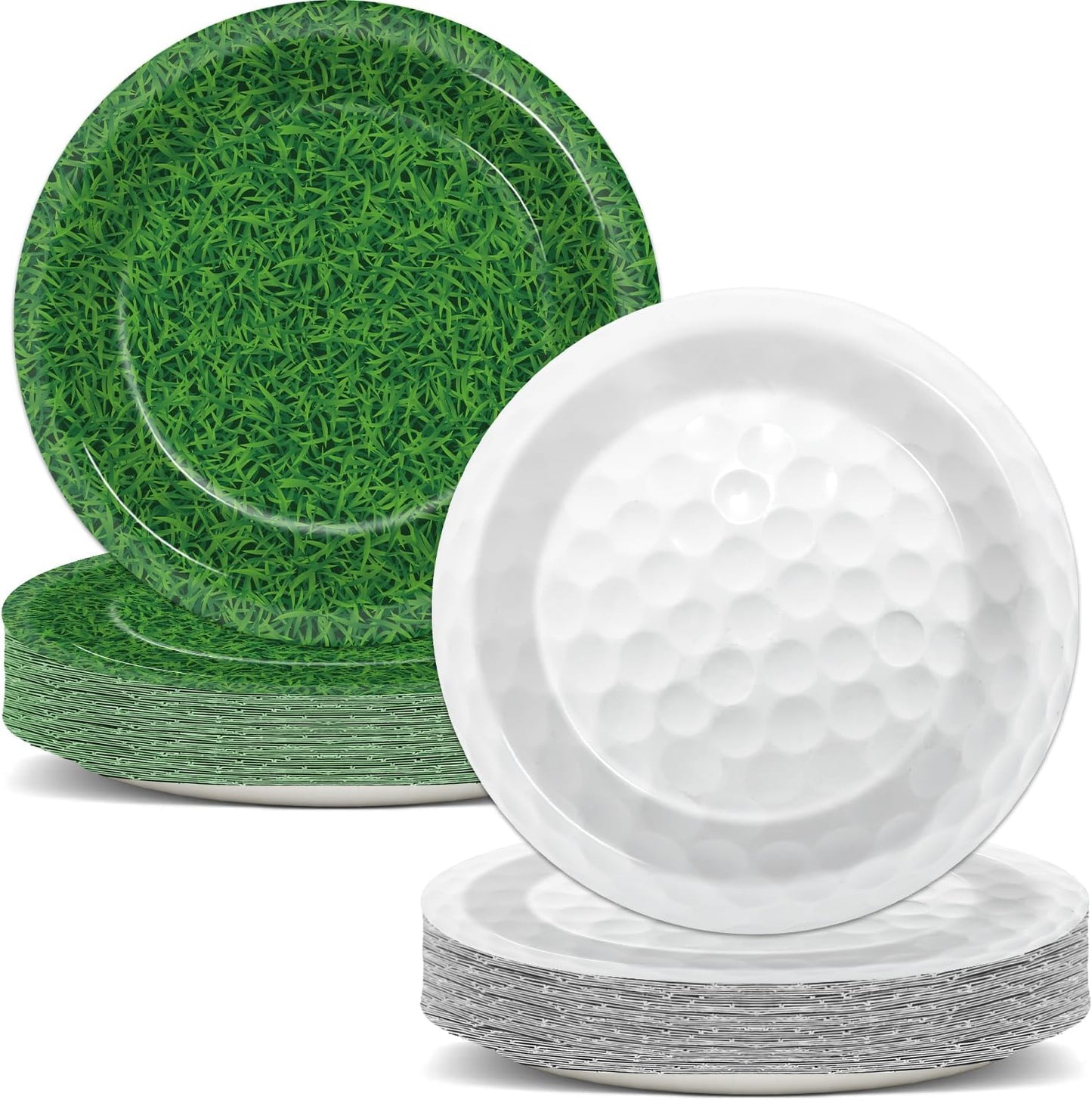 MOVING EARS 88 Pieces Golf Disposable Tableware Set Golf Paper Plates and Napkins 7 Inch and 9 Inch Golf Dessert Plates for Sports Theme Birthday Decoration