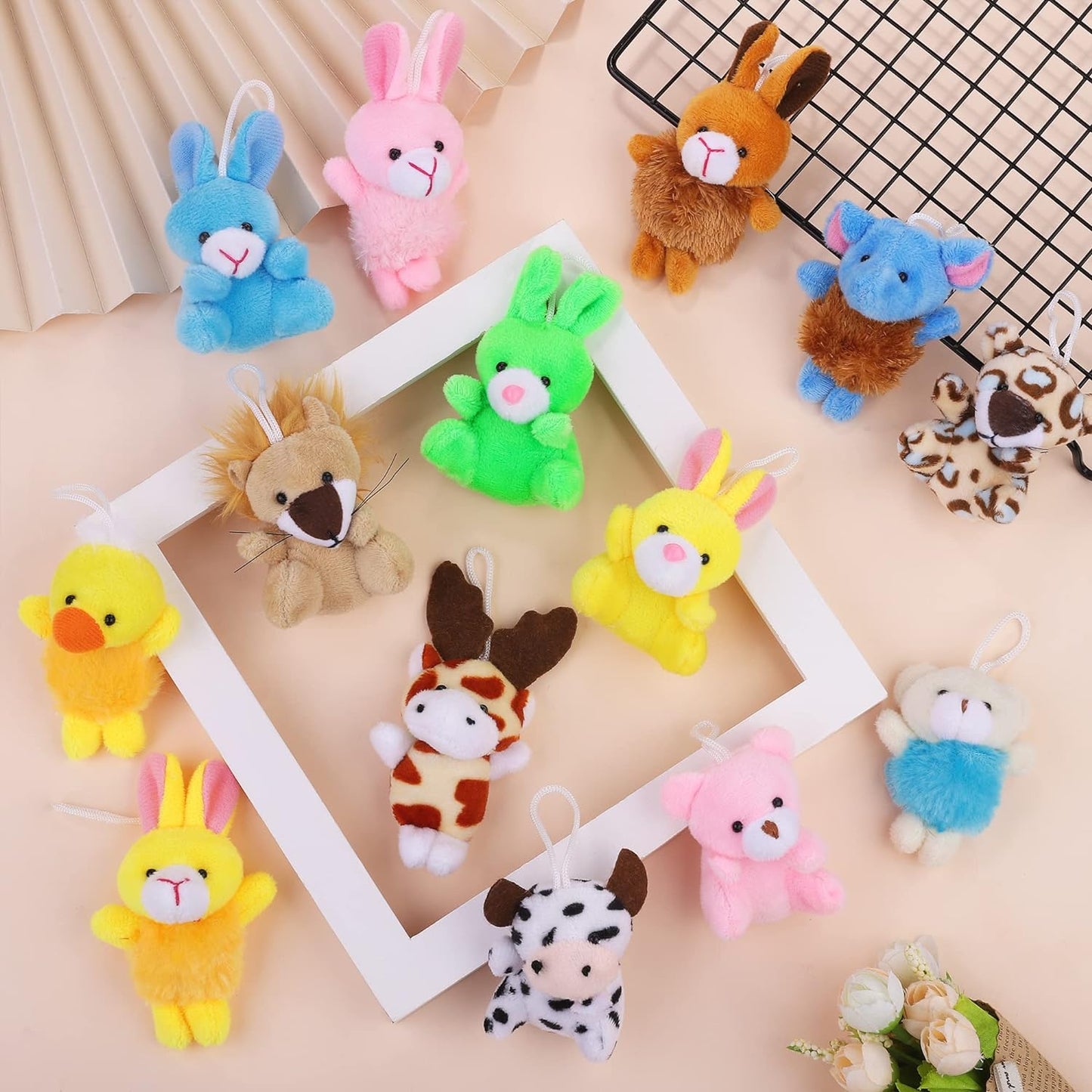 MOVING EARS 64 Pieces Mini Plush Animals Toys Set