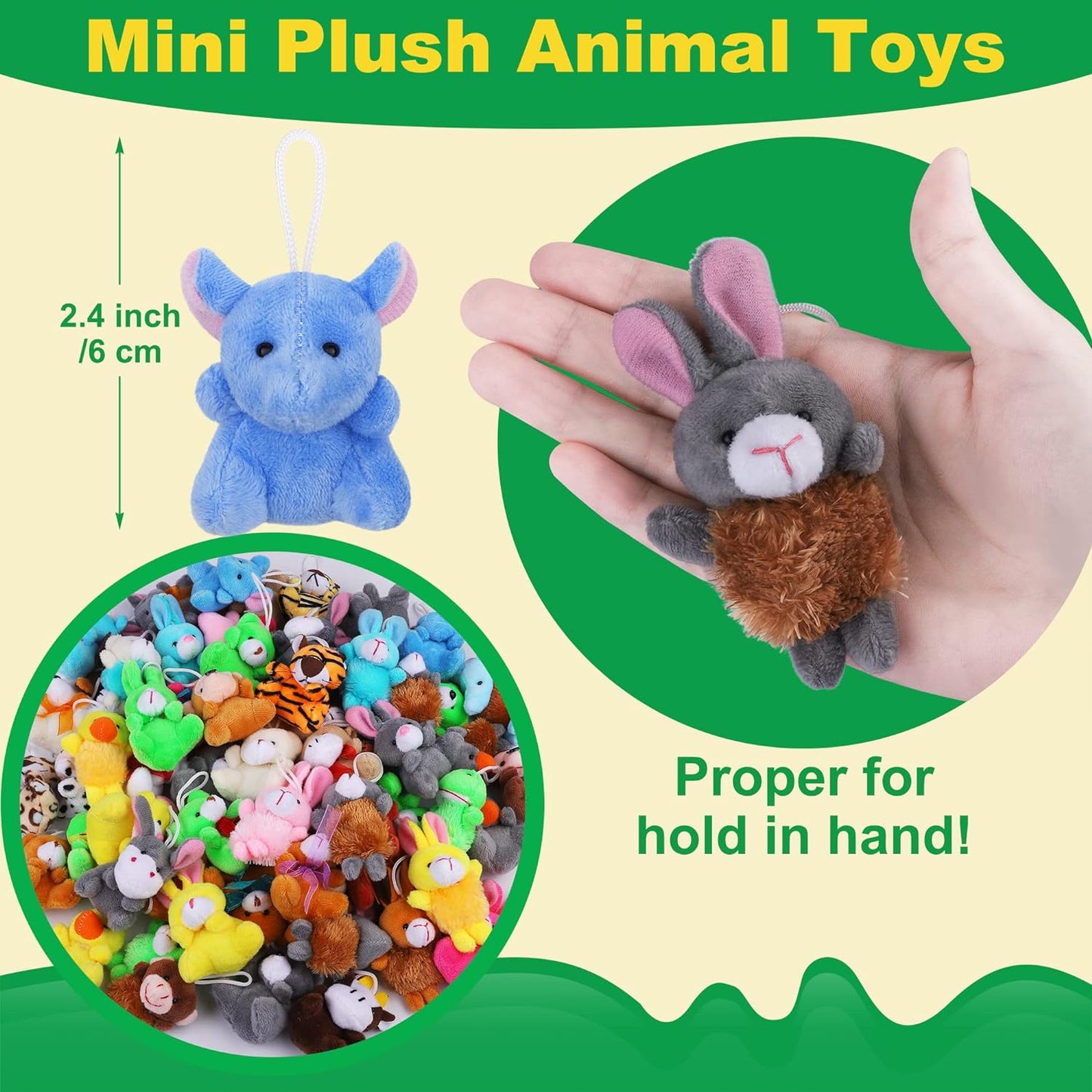 MOVING EARS 64 Pieces Mini Plush Animals Toys Set
